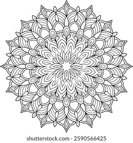 Outline Mandala for Coloring Book Page. Oriental Mandala vector. Mandala Coloring book line art vector illustration. Vector abstract mandala