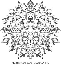 Outline Mandala for Coloring Book Page. Oriental Mandala vector. Mandala Coloring book line art vector illustration. Vector abstract mandala