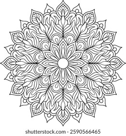 Outline Mandala for Coloring Book Page. Oriental Mandala vector. Mandala Coloring book line art vector illustration. Vector abstract mandala