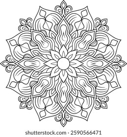 Outline Mandala for Coloring Book Page. Oriental Mandala vector. Mandala Coloring book line art vector illustration. Vector abstract mandala