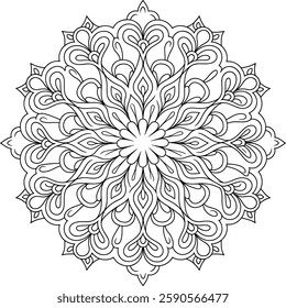 Outline Mandala for Coloring Book Page. Oriental Mandala vector. Mandala Coloring book line art vector illustration. Vector abstract mandala