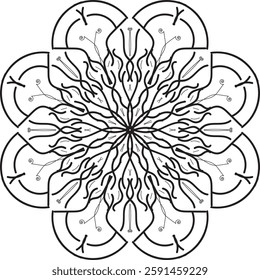 Outline Mandala for Coloring Book Page. Oriental Mandala vector. Mandala Coloring book line art vector illustration. Vector abstract mandala pattern.