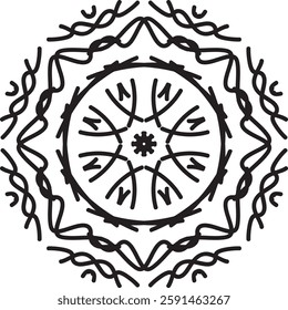 Outline Mandala for Coloring Book Page. Oriental Mandala vector. Mandala Coloring book line art vector illustration. Vector abstract mandala pattern. Hand drawn doodle mandalas coloring book.