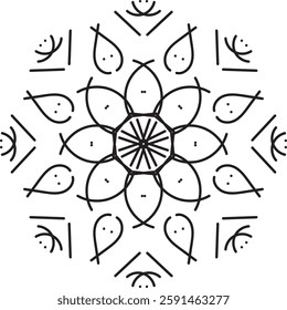 Outline Mandala for Coloring Book Page. Oriental Mandala vector. Mandala Coloring book line art vector illustration. Vector abstract mandala pattern. Hand drawn doodle mandalas coloring book.