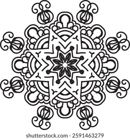 Outline Mandala for Coloring Book Page. Oriental Mandala vector. Mandala Coloring book line art vector illustration. Vector abstract mandala pattern. Hand drawn doodle mandalas coloring book.