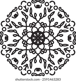 Outline Mandala for Coloring Book Page. Oriental Mandala vector. Mandala Coloring book line art vector illustration. Vector abstract mandala pattern. Hand drawn doodle mandalas coloring book.