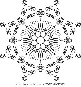Outline Mandala for Coloring Book Page. Oriental Mandala vector. Mandala Coloring book line art vector illustration. Vector abstract mandala pattern. Hand drawn doodle mandalas coloring book.