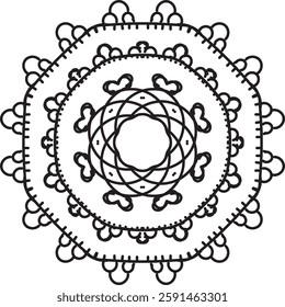 Outline Mandala for Coloring Book Page. Oriental Mandala vector. Mandala Coloring book line art vector illustration. Vector abstract mandala pattern. Hand drawn doodle mandalas coloring book.