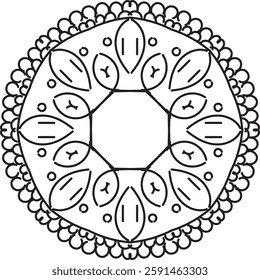 Outline Mandala for Coloring Book Page. Oriental Mandala vector. Mandala Coloring book line art vector illustration. Vector abstract mandala pattern. Hand drawn doodle mandalas coloring book.
