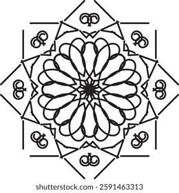 Outline Mandala for Coloring Book Page. Oriental Mandala vector. Mandala Coloring book line art vector illustration. Vector abstract mandala pattern. Hand drawn doodle mandalas coloring book.