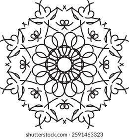 Outline Mandala for Coloring Book Page. Oriental Mandala vector. Mandala Coloring book line art vector illustration. Vector abstract mandala pattern. Hand drawn doodle mandalas coloring book.