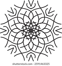 Outline Mandala for Coloring Book Page. Oriental Mandala vector. Mandala Coloring book line art vector illustration. Vector abstract mandala pattern. Hand drawn doodle mandalas coloring book.