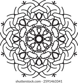 Outline Mandala for Coloring Book Page. Oriental Mandala vector. Mandala Coloring book line art vector illustration. Vector abstract mandala pattern. Hand drawn doodle mandalas coloring book.