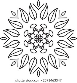 Outline Mandala for Coloring Book Page. Oriental Mandala vector. Mandala Coloring book line art vector illustration. Vector abstract mandala pattern. Hand drawn doodle mandalas coloring book.