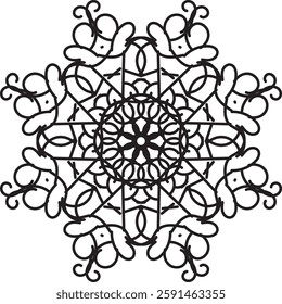 Outline Mandala for Coloring Book Page. Oriental Mandala vector. Mandala Coloring book line art vector illustration. Vector abstract mandala pattern. Hand drawn doodle mandalas coloring book.