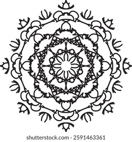 Outline Mandala for Coloring Book Page. Oriental Mandala vector. Mandala Coloring book line art vector illustration. Vector abstract mandala pattern. Hand drawn doodle mandalas coloring book.