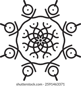 Outline Mandala for Coloring Book Page. Oriental Mandala vector. Mandala Coloring book line art vector illustration. Vector abstract mandala pattern. Hand drawn doodle mandalas coloring book.