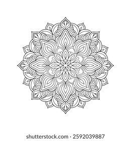 Outline Mandala for Coloring Book Page. Oriental Mandala vector. Mandala Coloring book line art vector illustration. Vector abstract mandala pattern.