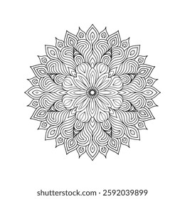 Outline Mandala for Coloring Book Page. Oriental Mandala vector. Mandala Coloring book line art vector illustration. Vector abstract mandala pattern.