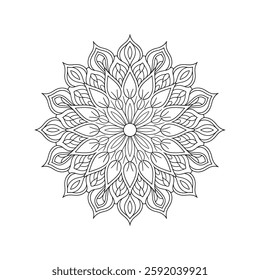Outline Mandala for Coloring Book Page. Oriental Mandala vector. Mandala Coloring book line art vector illustration. Vector abstract mandala pattern.