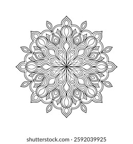 Outline Mandala for Coloring Book Page. Oriental Mandala vector. Mandala Coloring book line art vector illustration. Vector abstract mandala pattern.