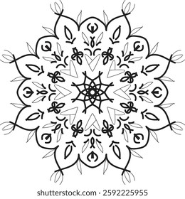 Outline Mandala for Coloring Book Page. Oriental Mandala vector. Mandala Coloring book line art vector illustration. Vector abstract mandala pattern. Hand drawn doodle mandalas coloring book