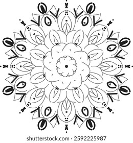 Outline Mandala for Coloring Book Page. Oriental Mandala vector. Mandala Coloring book line art vector illustration. Vector abstract mandala pattern. Hand drawn doodle mandalas coloring book