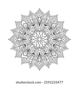 Outline Mandala for Coloring Book Page. Oriental Mandala vector. Mandala Coloring book line art vector illustration. Vector abstract mandala pattern.