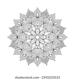 Outline Mandala for Coloring Book Page. Oriental Mandala vector. Mandala Coloring book line art vector illustration. Vector abstract mandala pattern.
