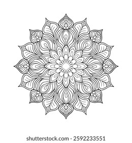 Outline Mandala for Coloring Book Page. Oriental Mandala vector. Mandala Coloring book line art vector illustration. Vector abstract mandala pattern.