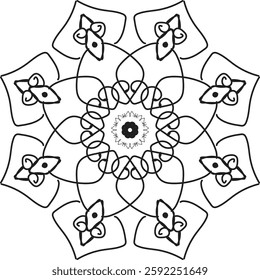 Outline Mandala for Coloring Book Page. Oriental Mandala vector. Mandala Coloring book line art vector illustration. Vector abstract mandala pattern. Hand drawn doodle mandalas coloring book.