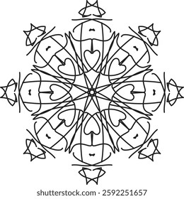 Outline Mandala for Coloring Book Page. Oriental Mandala vector. Mandala Coloring book line art vector illustration. Vector abstract mandala pattern. Hand drawn doodle mandalas coloring book.