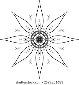 Outline Mandala for Coloring Book Page. Oriental Mandala vector. Mandala Coloring book line art vector illustration. Vector abstract mandala pattern. Hand drawn doodle mandalas coloring book.
