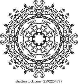 Outline Mandala for Coloring Book Page. Oriental Mandala vector. Mandala Coloring book line art vector illustration. Vector abstract mandala pattern.