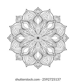 Outline Mandala for Coloring Book Page. Oriental Mandala vector. Mandala Coloring book line art vector illustration. Vector abstract mandala pattern. Hand drawn doodle mandalas coloring book.