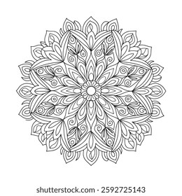 Outline Mandala for Coloring Book Page. Oriental Mandala vector. Mandala Coloring book line art vector illustration. Vector abstract mandala pattern. Hand drawn doodle mandalas coloring book.