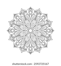 Outline Mandala for Coloring Book Page. Oriental Mandala vector. Mandala Coloring book line art vector illustration. Vector abstract mandala pattern. Hand drawn doodle mandalas coloring book.