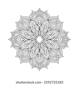 Outline Mandala for Coloring Book Page. Oriental Mandala vector. Mandala Coloring book line art vector illustration. Vector abstract mandala pattern. Hand drawn doodle mandalas coloring book.