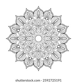 Outline Mandala for Coloring Book Page. Oriental Mandala vector. Mandala Coloring book line art vector illustration. Vector abstract mandala pattern. Hand drawn doodle mandalas coloring book.