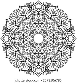 Outline Mandala for Coloring Book Page. Oriental Mandala vector. Mandala Coloring book line art vector illustration. Vector abstract mandala pattern.