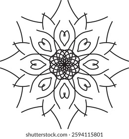 Outline Mandala for Coloring Book Page. Oriental Mandala vector. Mandala Coloring book line art vector illustration. Vector abstract mandala pattern. Hand drawn doodle mandalas coloring book.