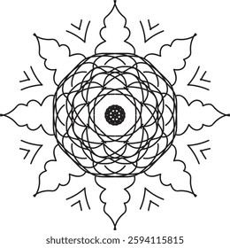 Outline Mandala for Coloring Book Page. Oriental Mandala vector. Mandala Coloring book line art vector illustration. Vector abstract mandala pattern. Hand drawn doodle mandalas coloring book.