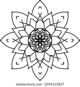 Outline Mandala for Coloring Book Page. Oriental Mandala vector. Mandala Coloring book line art vector illustration. Vector abstract mandala pattern. Hand drawn doodle mandalas coloring book.