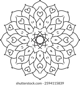 Outline Mandala for Coloring Book Page. Oriental Mandala vector. Mandala Coloring book line art vector illustration. Vector abstract mandala pattern. Hand drawn doodle mandalas coloring book.