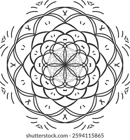 Outline Mandala for Coloring Book Page. Oriental Mandala vector. Mandala Coloring book line art vector illustration. Vector abstract mandala pattern. Hand drawn doodle mandalas coloring book.