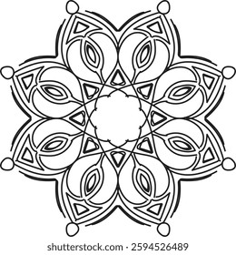 Outline Mandala for Coloring Book Page. Oriental Mandala vector. Mandala Coloring book line art vector illustration. Vector abstract mandala pattern.