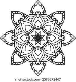 Outline Mandala for Coloring Book Page. Oriental Mandala vector. Mandala Coloring book line art vector illustration. Vector abstract mandala pattern.