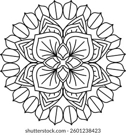 Outline Mandala for Coloring Book Page. Oriental Mandala vector. Mandala Coloring book line art vector illustration. Vector abstract mandala pattern.