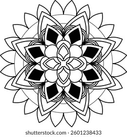 Outline Mandala for Coloring Book Page. Oriental Mandala vector. Mandala Coloring book line art vector illustration. Vector abstract mandala pattern.