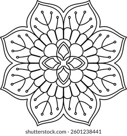 Outline Mandala for Coloring Book Page. Oriental Mandala vector. Mandala Coloring book line art vector illustration. Vector abstract mandala pattern.